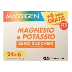 Massigen Magnesio e Potassio 30 bustine - Integratore Multivitaminico Zero Zuccheri