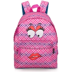 zaino americano con faccine rosa e blu