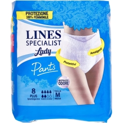 Lines Specialist Lady - 8 Mutandine Assorbenti Per Incontinenza Plus Taglia M