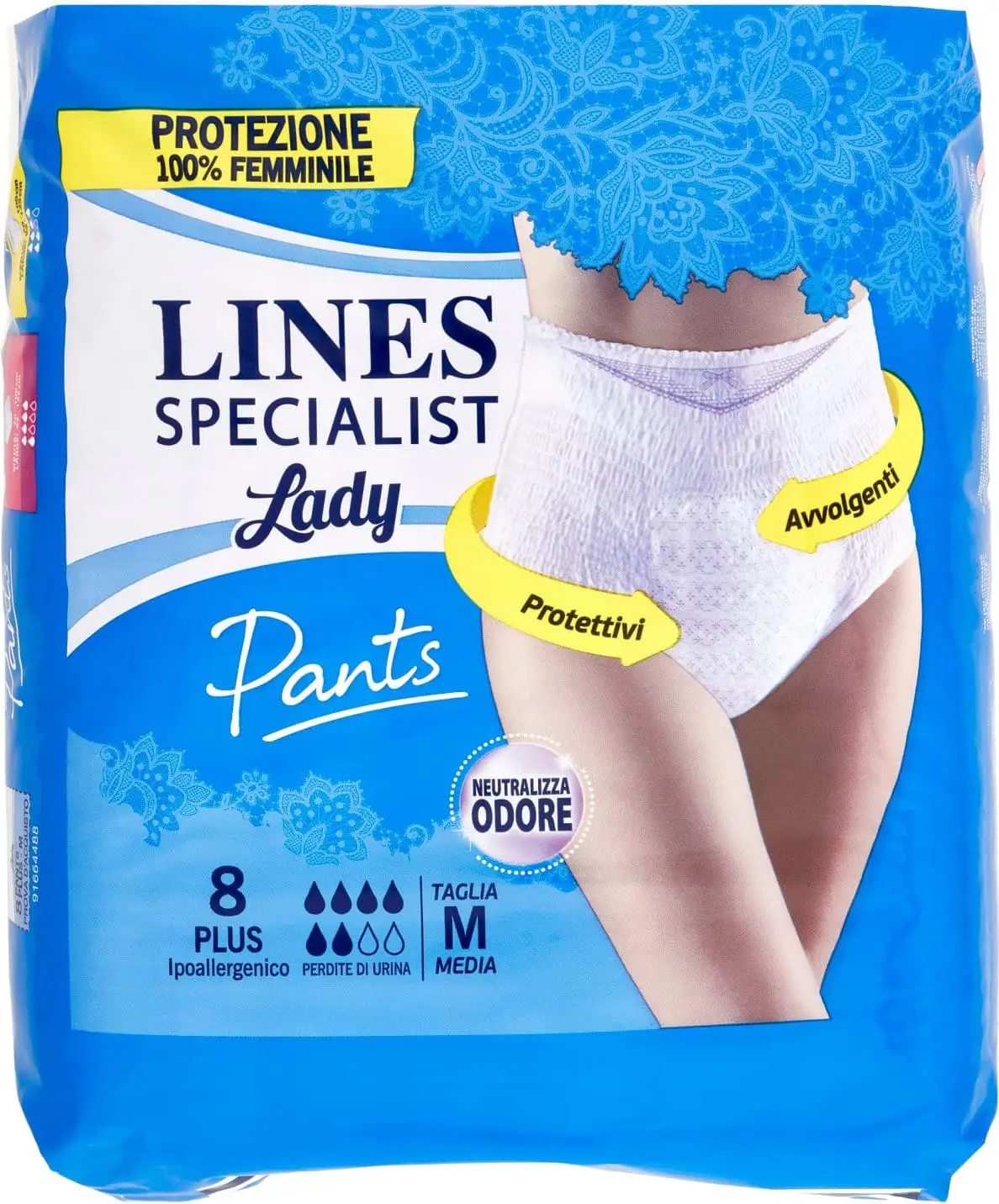 Lines Specialist Lady - 8 Mutandine Assorbenti Per Incontinenza Plus Taglia M