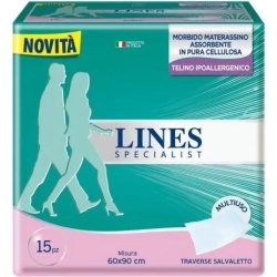 Lines Specialist - 15 Traverse Assorbenti Salvaletto per Incontinenza 60 X 90 Cm
