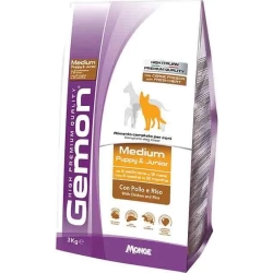 GEMON Medium Puppy & Junior con Pollo e Riso - Cibo secco per cani 3 Kg