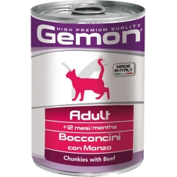GEMON Adult Bocconcini Manzo - Cibo umido per gatti 415 gr