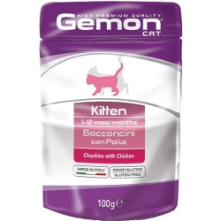GEMON Kitten Bocconcini con Pollo - Cibo umido per gatti 32 buste 100 g