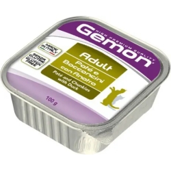 GEMON Adult Paté e Bocconcini con Anatra - Cibo umido per gatti 32 buste 100 g
