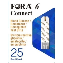 Fora 6 Connect - 25 Strisce reattive per il test glicemia ematocrito emoglobina