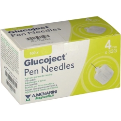 Glucoject Pen Needles 4 mm - 100 Aghi per penna da insulina 32 g