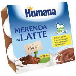 Humana Merenda al Latte - 4 merende al cacao da 100 g