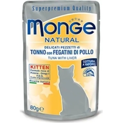 Natural Kitten - Cibo umido per gattini Tonno e Fegatini di pollo 80 gr