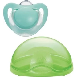Portasucchietto Verde + Succhietto Silicone Azzurro Acqua 6-18 mesi