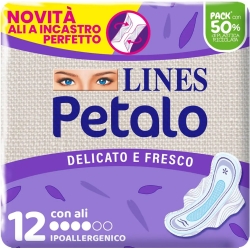 Lines Petalo - 12 Assorbenti Ipoallergenici Con Ali Per FLussi NOrmali
