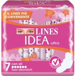 Lines Idea Ultra Notte Extra - 7 Assorbenti Per Flussi Abbondanti Con Ali