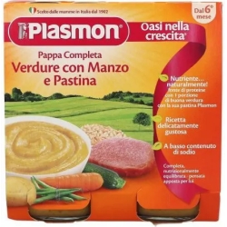 Plasmon Pappa Completa - Omogeneizzato di Verdure con manzo e pastina 2 x 190 g