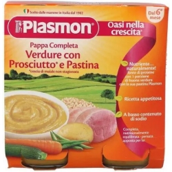 Plasmon Pappa Completa - Omogeneizzato di Verdure con prosciutto e pastina 2 x 190 g