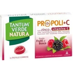 Tantum Verde Natura Propoli +C (+Zn) 15 Pastiglie Gommose - Integratore immunostimolante