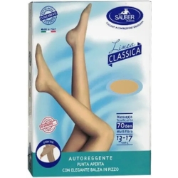 Sauber Linea Classica 70 Den - Autoreggente Punta Aperta Maglia Microrete (13-17 mmHg) - Taglia 2 Neutro Beige
