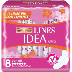 Lines Idea Ultra - 8 Assorbenti Per Flussi Abbondanti Con Ali