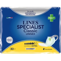 Lines Specialist Classic Unisex - 30 Pannoloni Assorbenti Sagomati Per Incontinenza Extra