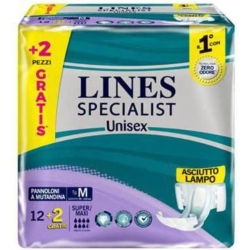 Lines Specialist - 12 Pannoloni Assorbenti A Mutandina Per Incontinenza Super Taglia L