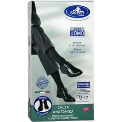 Sauber Linea Uomo 70 Den - Calza Anatomica Filato Qskin (13-17 mmHg) - Taglia G Nero