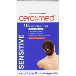 Ceroxmed Cerotti Sutura Per Pelli Sensibili 10 Cerotti Da 3 x 75 mm