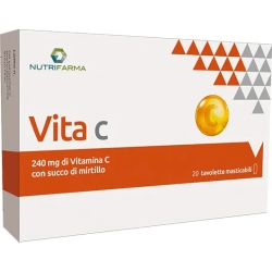 Vita C 20 Tavolette Masticabili - Integratore Di Vitamina C Con Succo Di Mirtillo