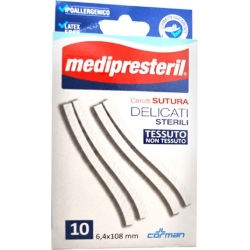 Medipresteril Cerotti Sutura Delicati Sterili Tnt - 10 Cerotti Da 6,4 x 108 mm