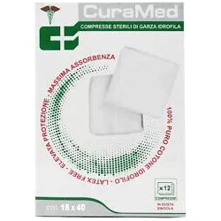 Curamed - 12 Garze sterili 18 x 40 cm