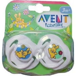 Avent Naturally - 2 Succhietti Decorati in Caucciu 3 Mesi+