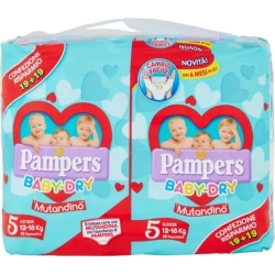 PAMPERS Baby Dry Mutandino - 38 Pannolini pacco doppio Misura 5 Junior 12-18 kg