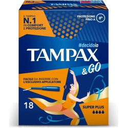 TAMPAX & Go - 18 Tamponi Super Plus Per Flussi Molto Abbondanti