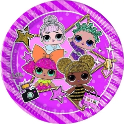 Lol Surprise - 8 piatti di carta glitterati da 20 Cm
