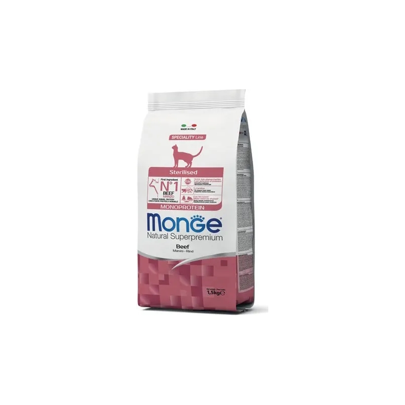 MONGE Sterilised Manzo - Cibo secco per gatti sterilizzati 1,5 kg