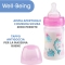 Chicco Well Being - Biberon in plastica con tettarella in silicone a flusso lento da 150 ml Rosa