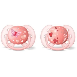 Avent ultra soft - 2 succhietti in silicone 6-18 mesi rosa
