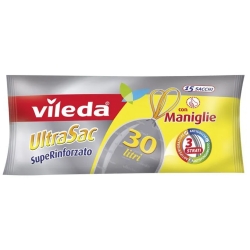 VILEDA UltraSac Maniglie Superinforzato - 15 sacchi per l'immondizia da 30 litri