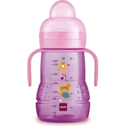 Trainer+ Space Love - Biberon 4m+ con beccuccio in silicone da 220 ml colore rosa