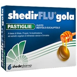 ShedirFLU Gola 48 Pastiglie Gusto Mentolo Eucalipto - Integratore Per I Bronchi E La Gola