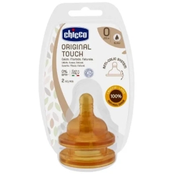 Chicco Original Touch - 2 Tettarelle Flusso Lento Caucciù 0m+