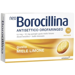 NeoBorocilina Neoborocillina antisettico orofaringeo miele e limone - 16 pastiglie per il mal di gola