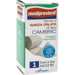 Medipresteril Benda di garza orlata di tipo Cambric 7 cm x 5 metri