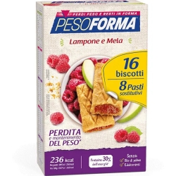Pesoforma 16 Biscotti Gusto Lampone e Mela - Integratore Per Il Controllo Del Peso Corporeo