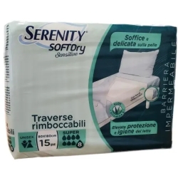 Serenity Soft Dry Sensitive - 15 Traverse Assorbenti Per Incontinenza Super 80X180 Cm