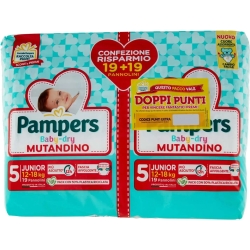 PAMPERS Baby Dry Mutandino - 38 Pannolini pacco doppio Misura 5 Junior 12-18 kg