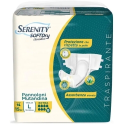 Serenity Soft Dry Sensitive - 15 Pannoloni Mutandina Assorbente Per Incontinenza Extra Taglia L