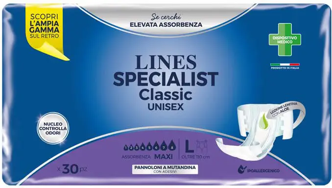 Lines Specialist Unisex - Pannoloni Assorbenti a Mutandina per Incontinenza Maxi Taglia L