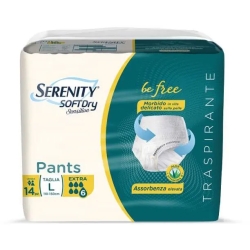 Serenity Soft Dry Sensitive - 14 Pants Pannoloni A Mutandina Assorbente Per Incontinenza Extra Taglia L