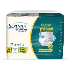 Serenity Soft Dry Sensitive - 14 Pants Pannoloni A Mutandina Assorbente Per Incontinenza Extra Taglia M