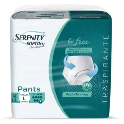 Serenity Soft Dry Sensitive - 12 Pants Pannoloni A Mutandina Assorbente Per Incontinenza Super Taglia L