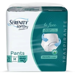 Serenity Soft Dry Sensitive - 12 Pants Pannoloni A Mutandina Assorbente Per Incontinenza Super Taglia M